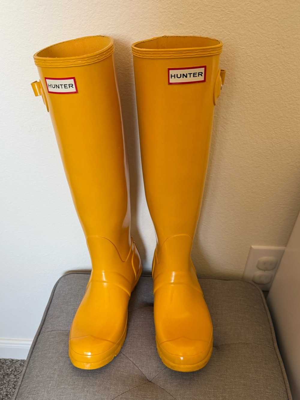 Hunter Tall Gloss Rain Boots in Bright Yellow
